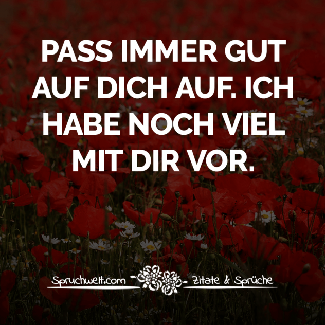 Pass immer gut auf dich auf. Ich habe noch viel mit dir vor. - Liebe & Freundschaft