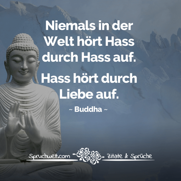 Niemals in der Welt hört Hass durch Hass auf. Hass hört durch Liebe auf. - Buddha Zitate