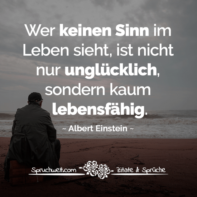 Wer keinen Sinn im Leben sieht, ist nicht nur unglücklich, sondern kaum lebensfähig - Albert Einstein Zitate