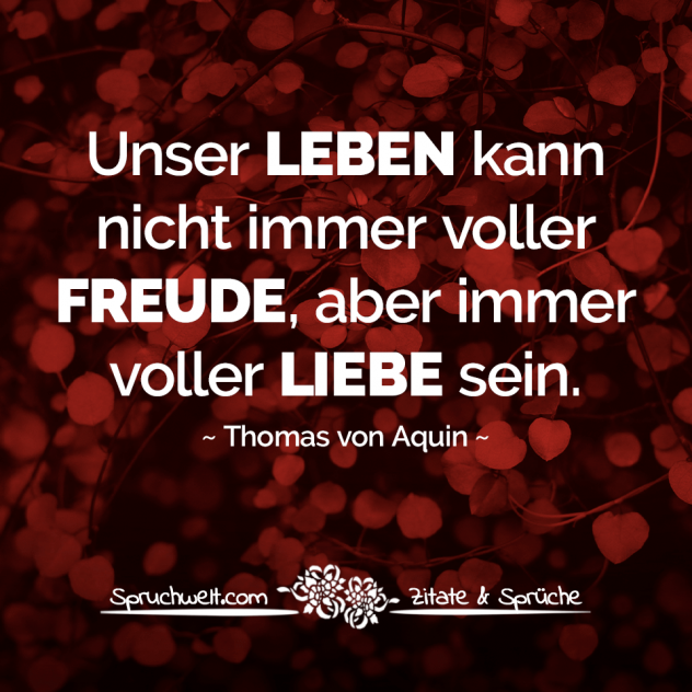 Unser Leben kann nicht immer voller Freude, aber immer voller Liebe sein - Thomas von Aquin Zitat über das Leben und die Liebe