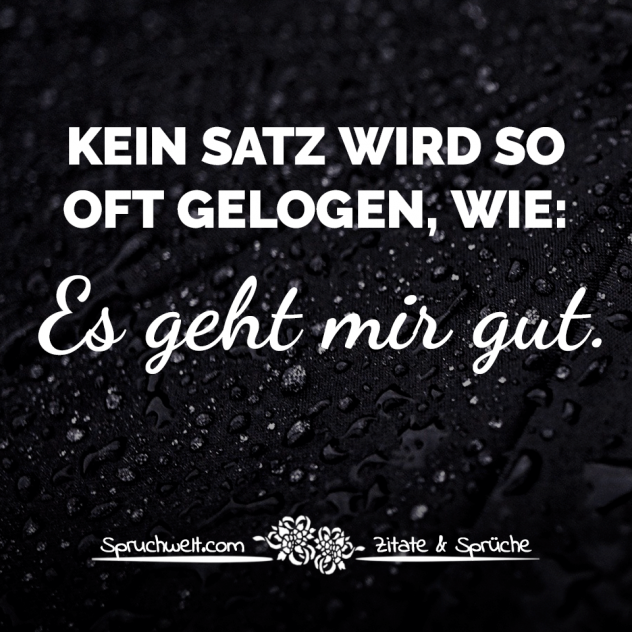 Kein Satz wird so oft gelogen, wie: Es geht mir gut. - Herzschmerz & Melancholie