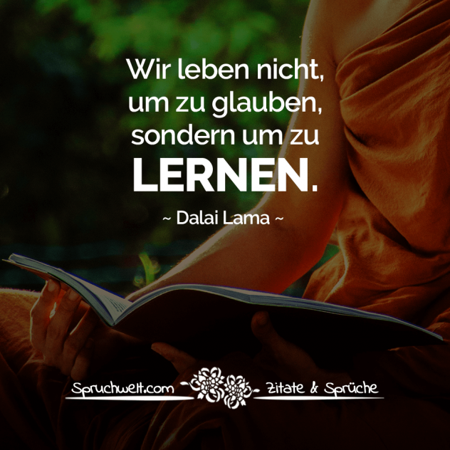 Wir leben nicht, um zu glauben, sondern um zu lernen. - Dalai Lama Zitate