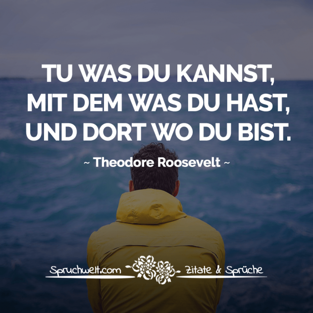 Tu was du kannst, mit dem was du hast, und dort wo du bist. - Theodore Roosevelt Zitate