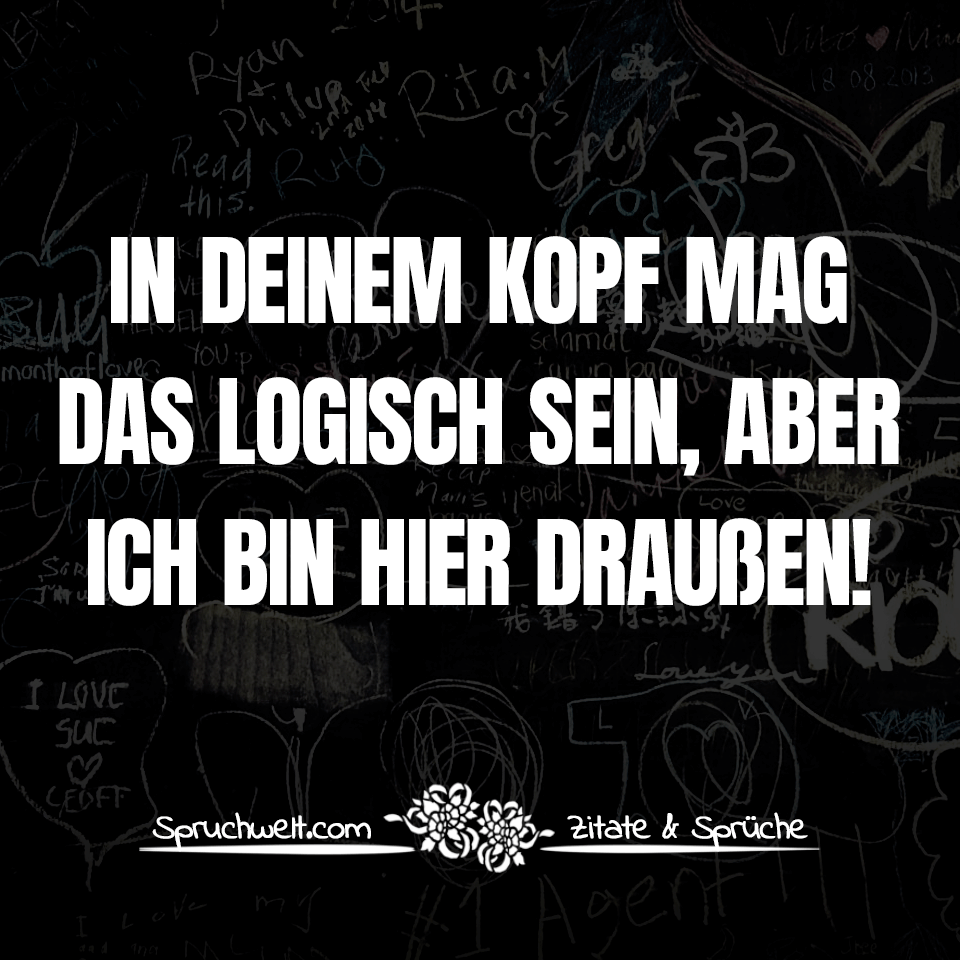 In deinem Kopf mag das logisch sein, aber ich bin hier draußen! - Witzige Antisprüche